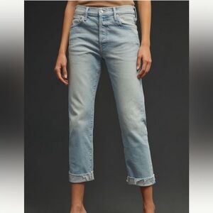 Mother The Scrapper Cuff Straight Leg Jean